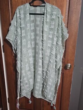 NEW Styline Light Sage Textured Open Kimono